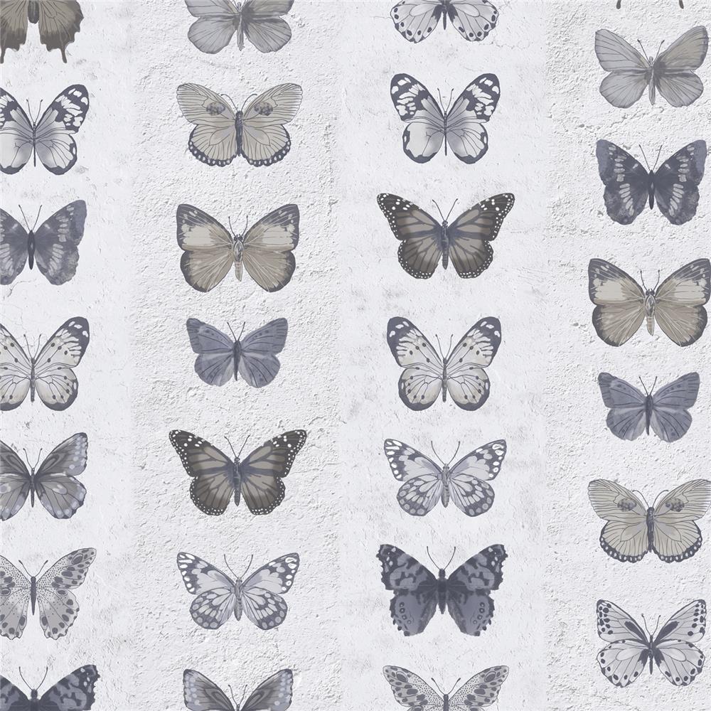 Patton Wallcoverings G67991 Organic Textures Jewel Butterflies Stripe Wallpaper